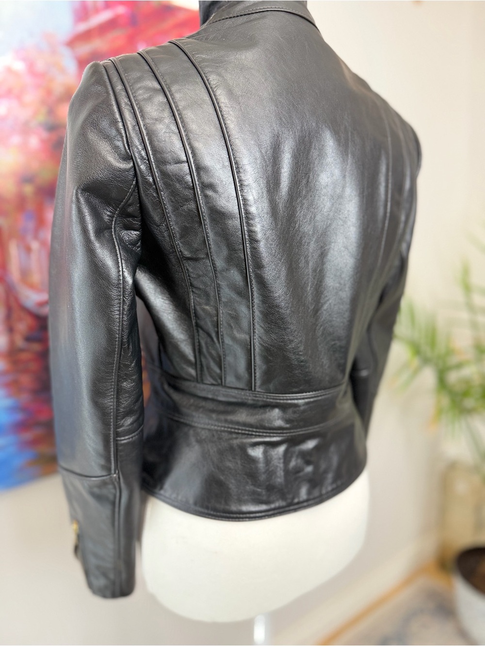 Vintage Surrey Leather Black Genuine Leather Racer Moto Jacket Canada - Picture 9 of 12